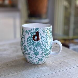 ANTHROPOLOGIE porcelain d floral handmade mug